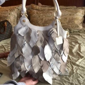 Carlos Falchi feather leather bag